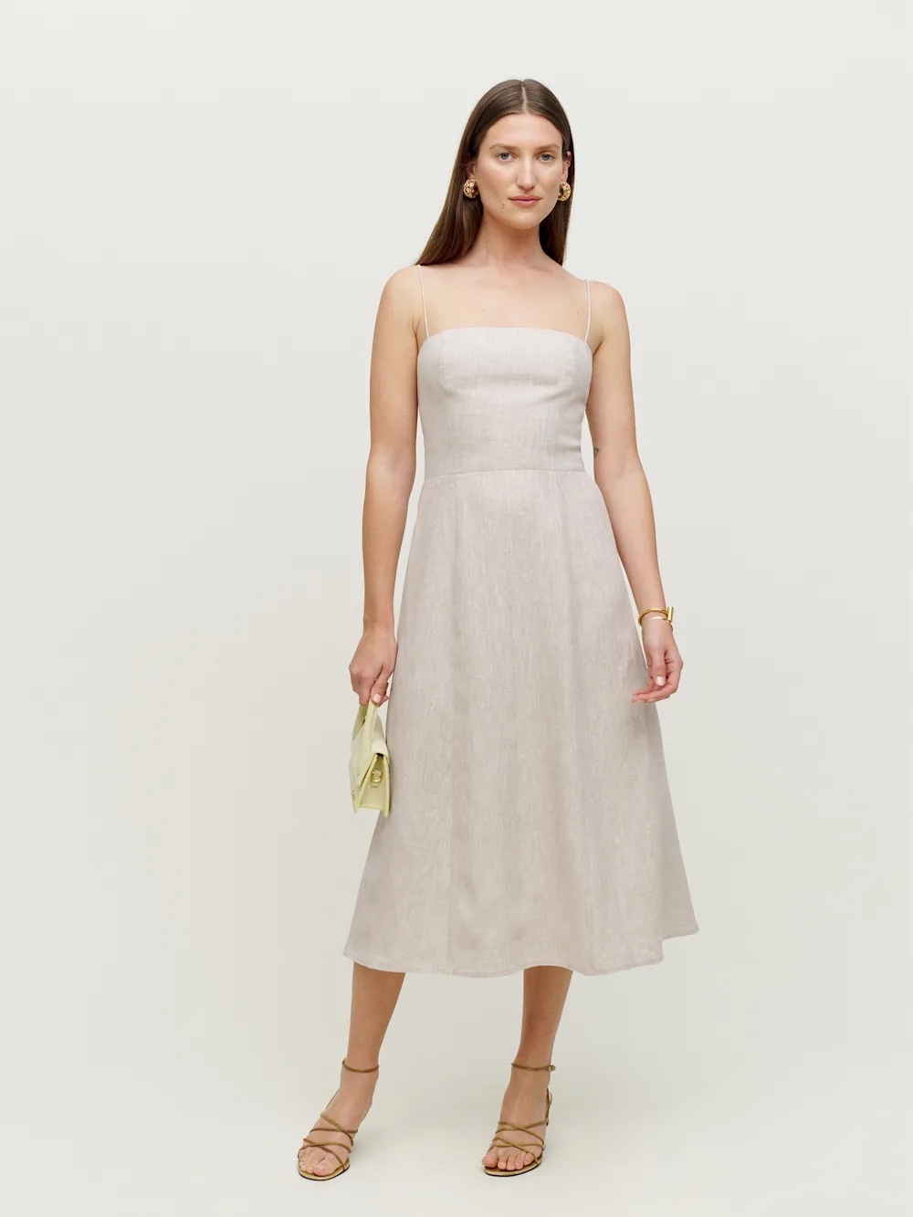 Reformation Christen Linen Dress Oatmeal - Size 8